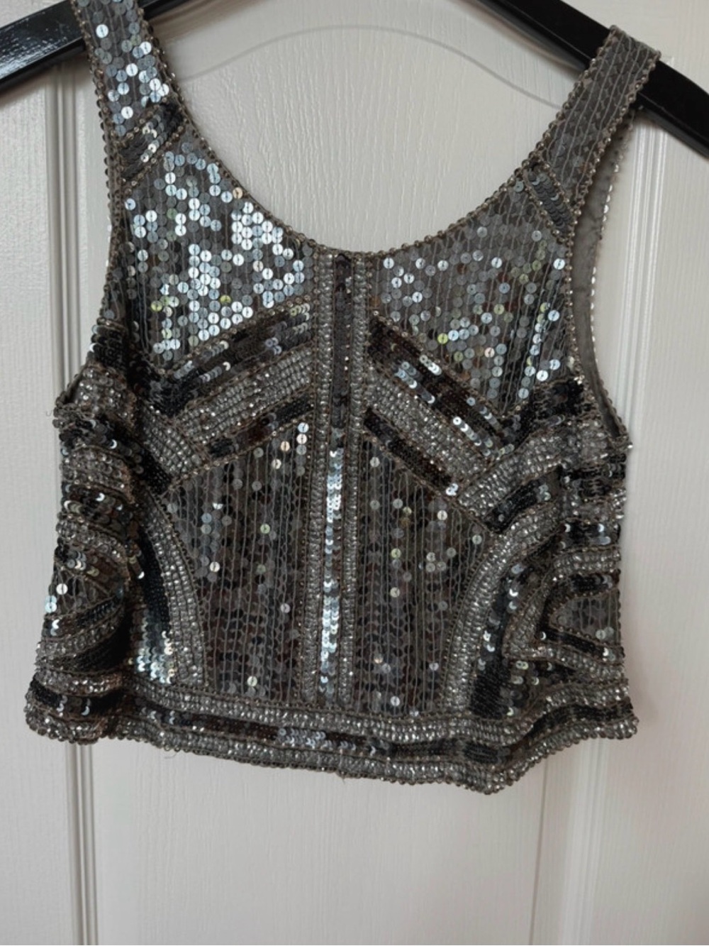 Parker Silver Sequin Embellished Crop Tank Top🩶 - Picture 3 of 7